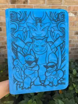 pokemon Laser Engraved 9 Pocket Squirtle | Wartortle | Blastoise Binder - Image 1