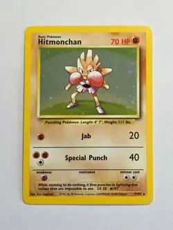 Hitmonchan 7/102 Base Set 1999 WOTC Holo Pokemon Card - Excellent - Image 1