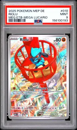 Riolu #010 PSA 9 Mint Mega Lucario ETB Promo Pokemon German 2025 - Image 2