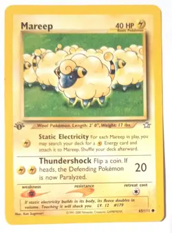 POKEMON CARD MAREEP 1ST EDITION 65/111 GOOD CONDITION 1995-2000 - Image 1