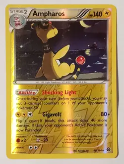 POKEMON CARD AMPHAROS REVERSE HOLO CARD 40/114 LIGHT PLAY 2016 - Image 1