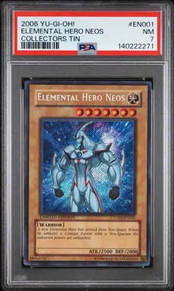 2006 Yu-Gi-Oh! Elemental Hero Neos CT03 Limited Edition Secret Rare PSA 7 - Image 1