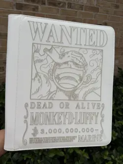 One Piece Laser Engraved 9 Pocket Wanted Luffy Top Loader Binder Made To Order - Image 2