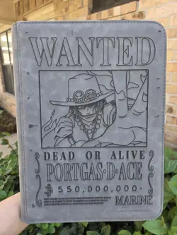 One Piece Laser Engraved 9 Pocket Wanted ACE Binder Made To Order - Image 1
