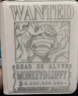 One Piece Laser Engraved 4 Pocket Wanted Luffy Top Loader Binder Made To Order - Image 1