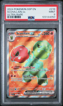 2024 POKEMON SSP EN-SURGING SPARKS ULTRA RARE #216 SCOVILLAIN EX PSA 9 - Image 1