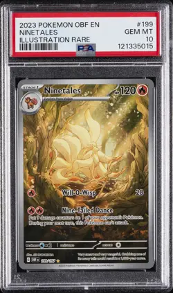 2023 POKEMON OBF EN-OBSIDIAN FLAMES ILLUSTRATION RARE #199 NINETALES PSA 10 - Image 1