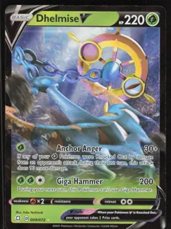 Pokemon TCG SWSH01: Sword & Shield Base Set #009/202 Dhelmise V NM - Image 1