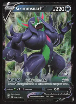 Pokemon TCG SWSH03: Darkness Ablaze #114/189 Grimmsnarl V NM - Image 1