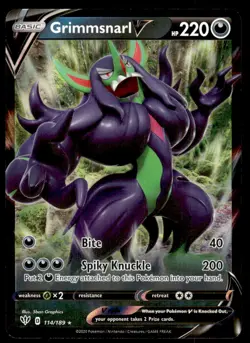 Pokemon TCG SWSH03: Darkness Ablaze #114/189 Grimmsnarl V NM - Image 1