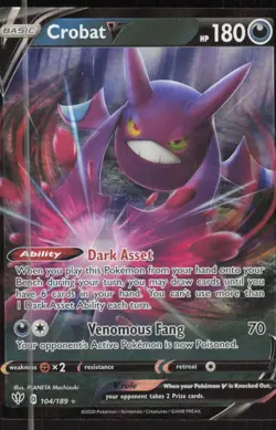 Pokemon TCG SWSH03: Darkness Ablaze #104/189 Crobat V NM - Image 1
