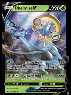 Pokemon TCG SWSH01: Sword & Shield Base Set #009/202 Dhelmise V LP - Image 1