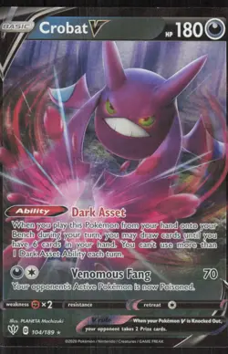 Pokemon TCG SWSH03: Darkness Ablaze #104/189 Crobat V LP - Image 1