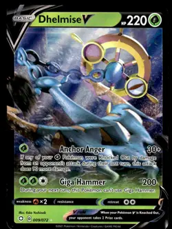 Pokemon TCG SWSH01: Sword & Shield Base Set #009/202 Dhelmise V NM - Image 1