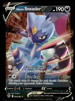 Pokemon TCG SWSH10: Astral Radiance #094/189 Hisuian Sneasler V NM - Image 1