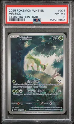 2025 POKEMON WHT EN-WHITE FLARE #095 VIRIZION ILLUSTRATION RARE HOLO PSA 8 - Image 1