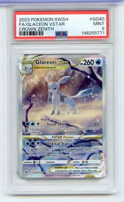 Glaceon Vstar GG40/GG70 Full Art Galarian Gallery Crown Zenith Pokemon PSA 9 - Image 1