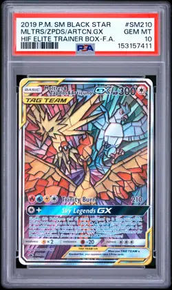 2019 POKEMON SM BLACK STAR PROMO FULL ART/MOLTRES & ZAPDOS & ARTICUNO GX PSA 10 - Image 1