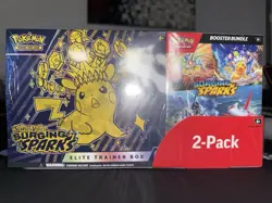 Pokemon Surging Sparks ETB & Booster Bundle Costco 2-Pack Sealed New - Image 1
