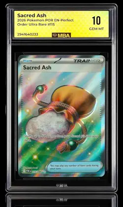 🔥Sacred Ash 115/088 Pokemon Perfect Order Holo~MBA GRADE 10~POP 1~SHOOT OFFER💨 - Image 1