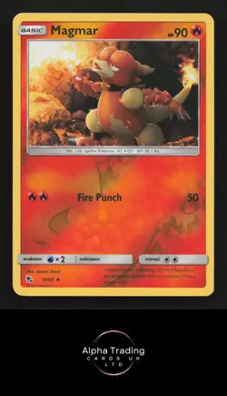 Magmar 10/68 Uncommon Hidden Fates Pokemon Reverse Holo Lightly Played - Image 1
