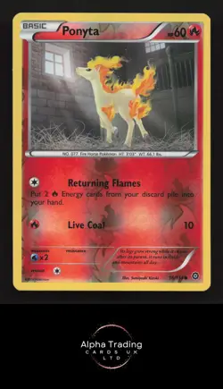 Ponyta 16/114 Common Steam Siege Pokemon Reverse Holo Lightly Played - Image 1
