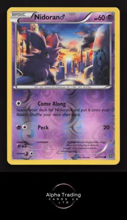 Nidoran M 43/114 Common Steam Siege Pokemon Reverse Holo Lightly Played - Image 1