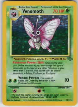 Pokemon TCG Venomoth (13) Holo Rare Jungle 13/64 - Image 1
