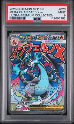 2025 POKEMON MEP EN-ME BLACK STAR PROMO #023 MEGA CHARIZARD X EX PSA 9 - Image 1
