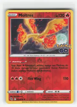 MOLTRES 012/078 POKEMON GO REVERSE HOLO POKEMON TCG NM - Image 1