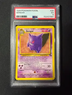 1999 POKEMON Gengar Fossil 20/62 PSA 5 EX Non Holo - Image 1