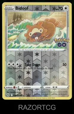 BIDOOF 059/078 C POKEMON GO POKEMON REVERSE HOLO LP - Image 1