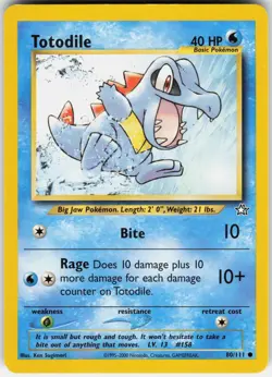 TOTODILE 80/111 - POKEMON NEO GENESIS UNLIMITED - NM COMMON - Image 1