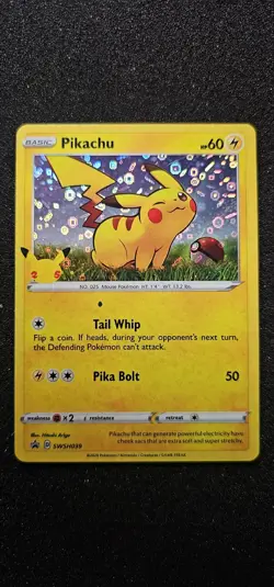 Pikachu SWSH039 Holo Black Star Promo Card NM Condition - Image 1