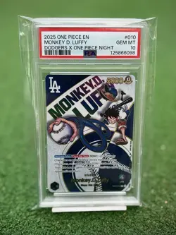 2025 Monkey D. Luffy Dodgers X One Piece Night Card EB02-010 Gem Mint PSA 10 - Image 1