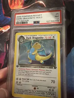 DARK DRAGONITE 1st Edition 5/82 🔥 HAND SWIRL 🔥 TEAM ROCKET HOLO PSA 7 - Image 3