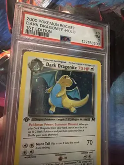 DARK DRAGONITE 1st Edition 5/82 🔥 HAND SWIRL 🔥 TEAM ROCKET HOLO PSA 7 - Image 4