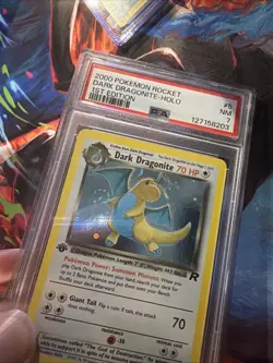 DARK DRAGONITE 1st Edition 5/82 🔥 HAND SWIRL 🔥 TEAM ROCKET HOLO PSA 7 - Image 5
