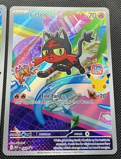 Pokemon First Partners Illustration Card Bundle Gen 7 Rowlet Litten Popplio SEE - Image 4