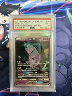 2017 Pokemon Shining Legends Mewtwo GX Secret Rare Holo 78/73 PSA 9 - “Mewtube” - Image 1