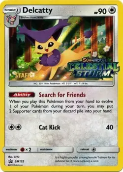 Pokemon - Promo Card - Delcatty - SM132 - (Staff) Pre-Release - Condition (MINT) - Image 1