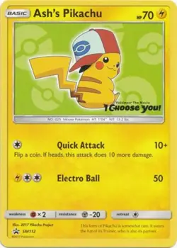 Pokemon - Promo Card - Ash's Pikachu - SM112 - Condition (EX) - Image 1