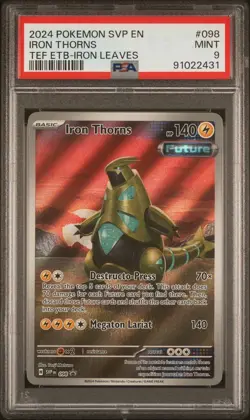2024 Black Star Promo Temporal Forces ETB # 098 Iron Thorns PSA 9 Card MINT! - Image 1
