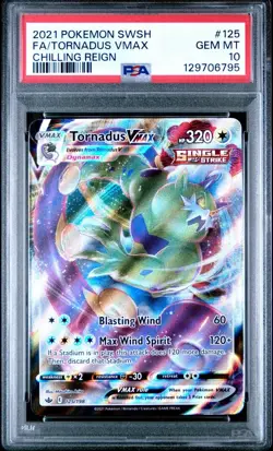 2021 Pokemon Chilling Reign # 125 Full Art Tornadus VMAX PSA 10 Card! GEM MINT! - Image 1