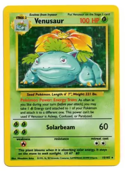 Pokemon Card: Venusaur HOLO 15/102 Base Set Vintage Rare! EX - Image 1
