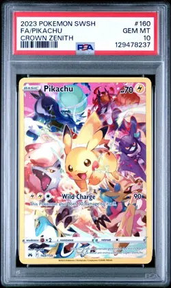 2023 Pokemon Crown Zenith #160 Full Art Pikachu PSA 10 Card GEM MINT Secret Rare - Image 1