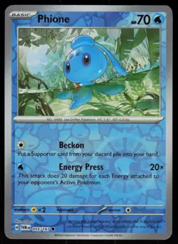 Phione 055/167 Common Twilight Masquerade Pokemon Reverse Holo Near Mint - Image 1
