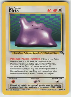 Pokemon Ditto (18) Rare Unlimited Fossil 18/62 LP - Image 1
