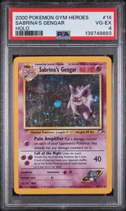 2000 Pokemon Gym Heroes Sabrina's Gengar Holo PSA 4 #14 - Image 1