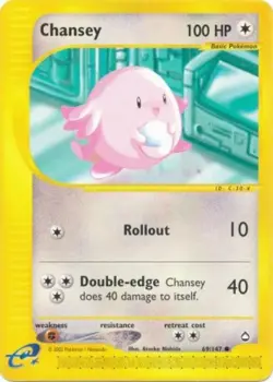 Pokemon - Aquapolis - Chansey 69/147- Condition (Played) - Image 1